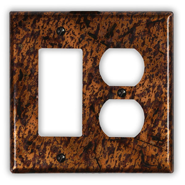 Distressed Light Copper - 1 Rocker / 1 Duplex Wallplate - Wallplate Warehouse DISLCOP1R1D 819332021801 1 Rocker / 1 Duplex