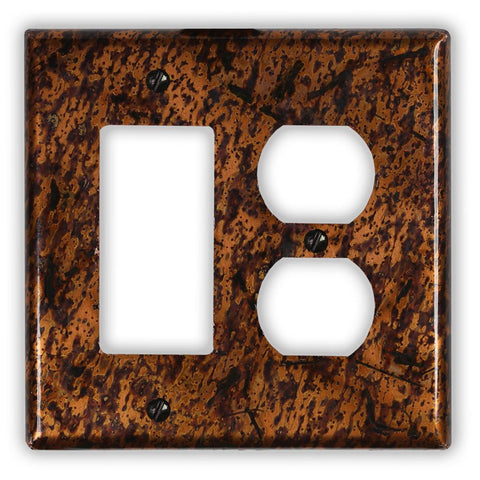 Distressed Light Copper - 1 Rocker / 1 Duplex Wallplate - Wallplate Warehouse DISLCOP1R1D 819332021801 1 Rocker / 1 Duplex
