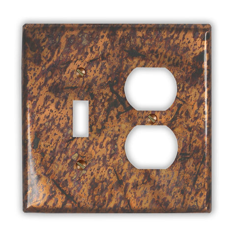 Distressed Light Copper - 1 Toggle / 1 Duplex Wallplate - Wallplate Warehouse DISLCOP1T1D 819332021795 1 Toggle / 1 Duplex