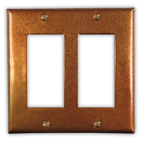 Distressed Light Copper - 2 Rocker Wallplate - Wallplate Warehouse DISLCOP2R 819332021740 2 Rocker