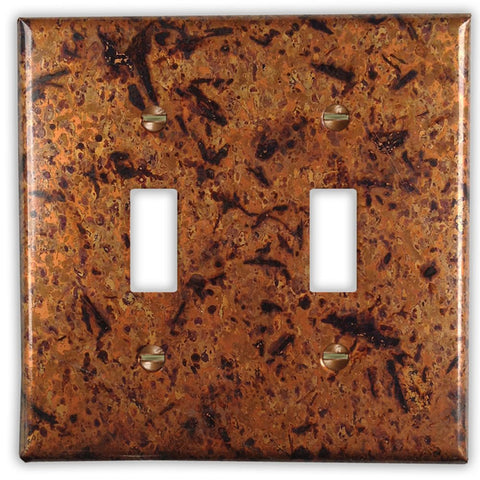 Distressed Light Copper - 2 Toggle Wallplate - Wallplate Warehouse DISLCOP2T 819332021696 2 Toggle