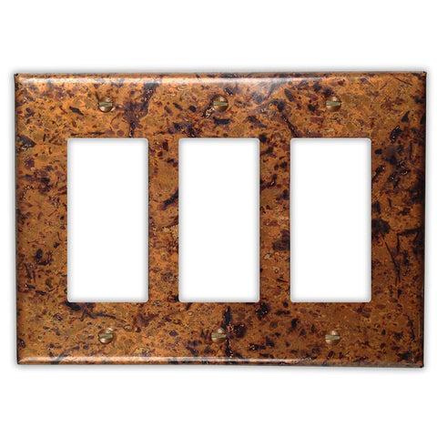 Distressed Light Copper - 3 Rocker Wallplate - Wallplate Warehouse DISLCOP3R 819332021757 3 Rocker