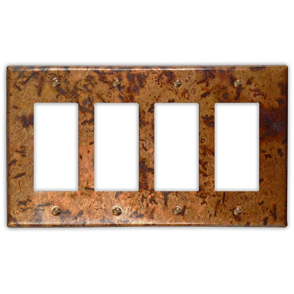 Distressed Light Copper - 4 Rocker Wallplate - Wallplate Warehouse DISLCOP4R 819332021764 4 Rocker