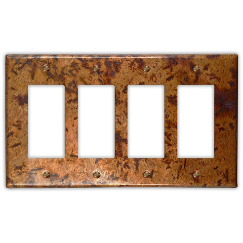 Distressed Light Copper - 4 Rocker Wallplate - Wallplate Warehouse DISLCOP4R 819332021764 4 Rocker