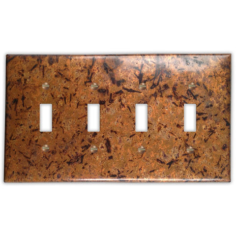 Distressed Light Copper - 4 Toggle Wallplate - Wallplate Warehouse DISLCOP4T 819332021719 4 Toggle