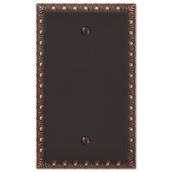 Egg & Dart Aged Bronze Cast - 1 Blank Wallplate - Wallplate Warehouse 90BVB 070686557884 1 Blank