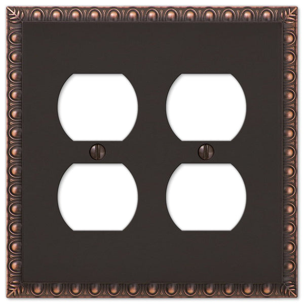Egg & Dart Aged Bronze Cast - 2 Duplex Wallplate - Wallplate Warehouse 90DDVB 070686555576 2 Duplex
