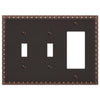 Egg & Dart Aged Bronze Cast - 2 Toggle / 1 Rocker Wallplate - Wallplate Warehouse 90TTRVB 070686557907 2 Toggle / 1 Rocker