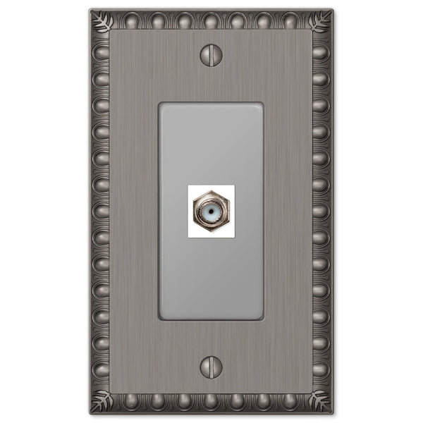 Egg & Dart Antique Nickel Cast - 1 Cable Jack Wallplate - Wallplate Warehouse 90CXAN 070686581650 Cable Jacks