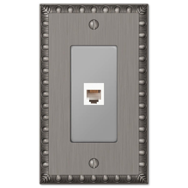 Egg & Dart Antique Nickel Cast - 1 Phone Jack Wallplate - Wallplate Warehouse 90PHAN 070686581681 Phone Jacks