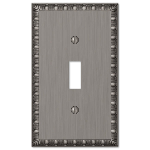 Egg & Dart Antique Nickel Cast - 1 Toggle Wallplate - Wallplate Warehouse 90TAN 070686554487 1 Toggle