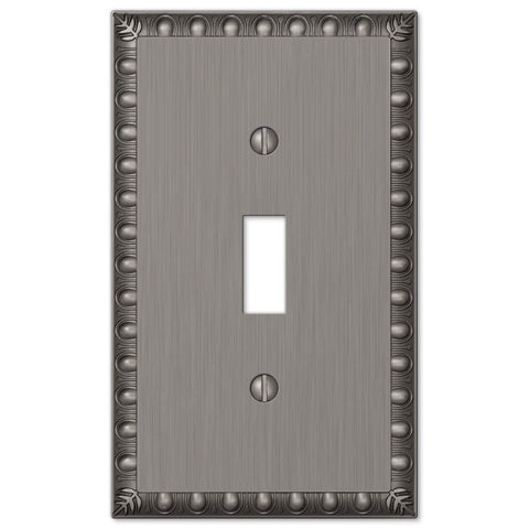 Egg & Dart Antique Nickel Cast - 1 Toggle Wallplate - Wallplate Warehouse 90TAN 070686554487 1 Toggle