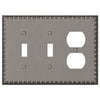 Egg & Dart Antique Nickel Cast - 2 Toggle / 1 Duplex Wallplate - Wallplate Warehouse 90TTDAN 070686557860 2 Toggle / 1 Duplex