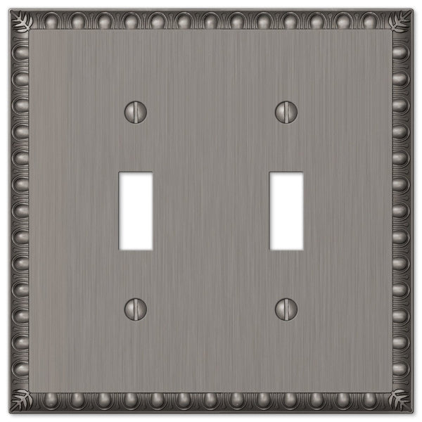 Egg & Dart Antique Nickel Cast - 2 Toggle Wallplate - Wallplate Warehouse 90TTAN 070686554517 2 Toggle