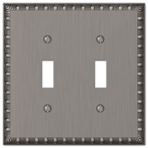 Egg & Dart Antique Nickel Cast - 2 Toggle Wallplate - Wallplate Warehouse 90TTAN 070686554517 2 Toggle