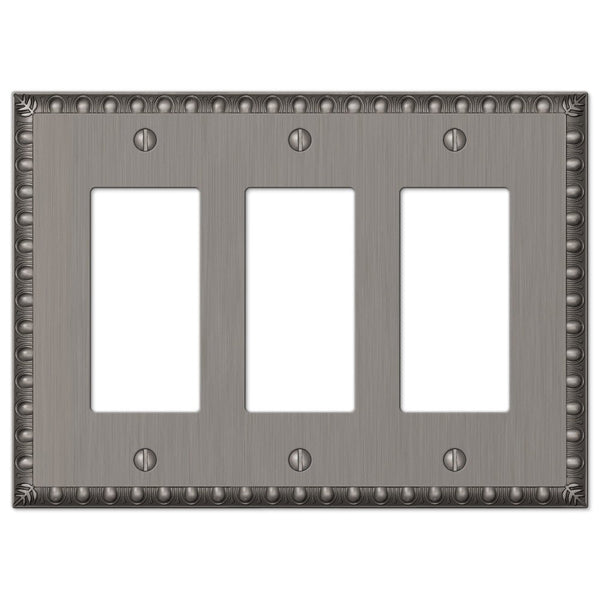 Egg & Dart Antique Nickel Cast - 3 Rocker Wallplate - Wallplate Warehouse 90RRRAN 070686554555 3 Rocker