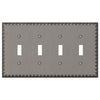 Egg & Dart Antique Nickel Cast - 4 Toggle Wallplate - Wallplate Warehouse 90T4AN 070686554814 4 Toggle
