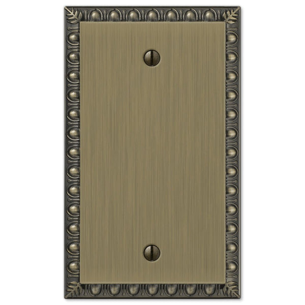 Egg & Dart Brushed Brass Cast - 1 Blank Wallplate - Wallplate Warehouse 90BBB 070686565001 1 Blank