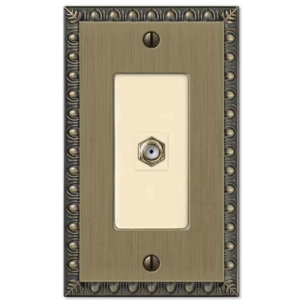 Egg & Dart Brushed Brass Cast - 1 Cable Jack Wallplate - Wallplate Warehouse 90CXBB 070686581667 Cable Jacks
