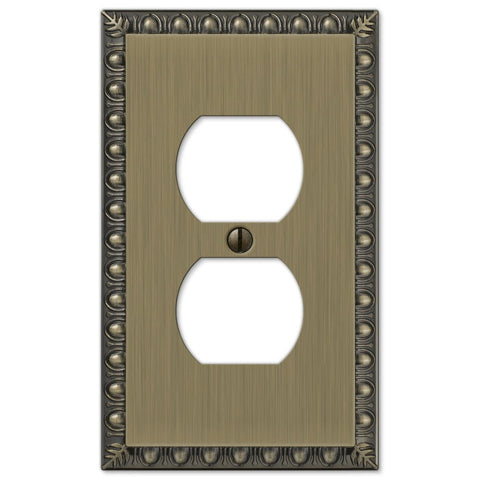 Egg & Dart Brushed Brass Cast - 1 Duplex Wallplate - Wallplate Warehouse 90DBB 070686556603 1 Duplex
