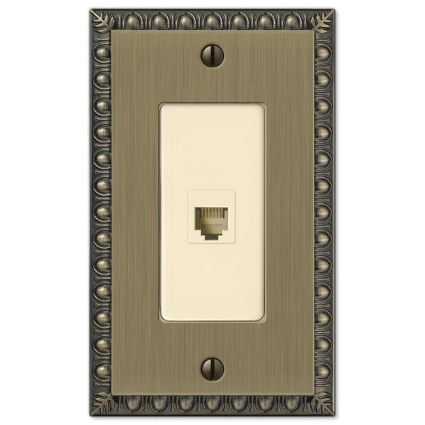 Egg & Dart Brushed Brass Cast - 1 Phone Jack Wallplate - Wallplate Warehouse 90PHBB 070686581698 Phone Jacks