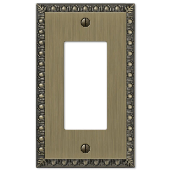Egg & Dart Brushed Brass Cast - 1 Rocker Wallplate - Wallplate Warehouse 90RBB 070686556610 1 Rocker