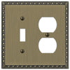 Egg & Dart Brushed Brass Cast - 1 Toggle / 1 Duplex Wallplate - Wallplate Warehouse 90TDBB 070686565018 1 Toggle / 1 Duplex