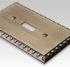 Egg & Dart Brushed Brass Cast - 1 Toggle / 1 Duplex Wallplate - Wallplate Warehouse 90TDBB 070686565018 1 Toggle / 1 Duplex