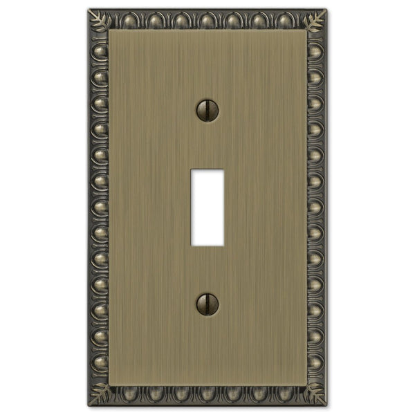 Egg & Dart Brushed Brass Cast - 1 Toggle Wallplate - Wallplate Warehouse 90TBB 070686555590 1 Toggle