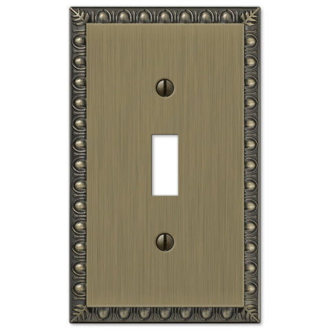 Egg & Dart Brushed Brass Cast - 1 Toggle Wallplate - Wallplate Warehouse 90TBB 070686555590 1 Toggle