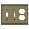 Egg & Dart Brushed Brass Cast - 2 Toggle / 1 Duplex Wallplate - Wallplate Warehouse 90TTDBB 070686565063 2 Toggle / 1 Duplex