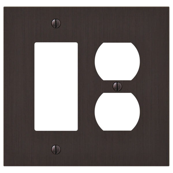 Elan Aged Bronze Cast - 1 Rocker / 1 Duplex Wallplate - Wallplate Warehouse 55RDDB - B 070686020395 1 Rocker / 1 Duplex