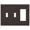 Elan Aged Bronze Cast - 2 Toggle / 1 Rocker Wallplate - Wallplate Warehouse 55TTRDB - B 070686020425 2 Toggle / 1 Rocker