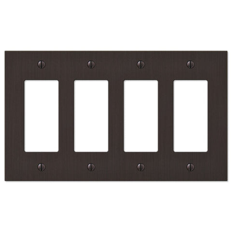 Elan Aged Bronze Cast - 4 Rocker Wallplate - Wallplate Warehouse 55R4DB 070686573457 4 Rocker