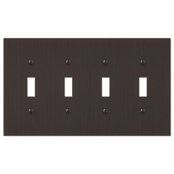 Elan Aged Bronze Cast - 4 Toggle Wallplate - Wallplate Warehouse 55T4DB 070686573440 4 Toggle