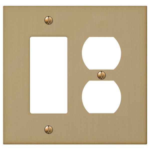 Elan Brushed Bronze Cast - 1 Rocker / 1 Duplex Wallplate - Wallplate Warehouse 55RDBZ - B 070686020432 1 Rocker / 1 Duplex
