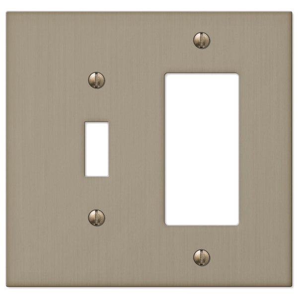 Elan Brushed Bronze Cast - 1 Toggle / 1 Rocker Wallplate - Wallplate Warehouse 55TRBZ 070686573525 1 Toggle / 1 Rocker