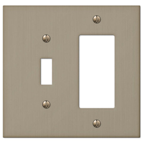 Elan Brushed Bronze Cast - 1 Toggle / 1 Rocker Wallplate - Wallplate Warehouse 55TRBZ 070686573525 1 Toggle / 1 Rocker