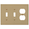Elan Brushed Bronze Cast - 2 Toggle / 1 Duplex Wallplate - Wallplate Warehouse 55TTDBZ - B 070686020456 2 Toggle / 1 Duplex