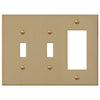 Elan Brushed Bronze Cast - 2 Toggle / 1 Rocker Wallplate - Wallplate Warehouse 55TTRBZ - B 070686020463 2 Toggle / 1 Rocker