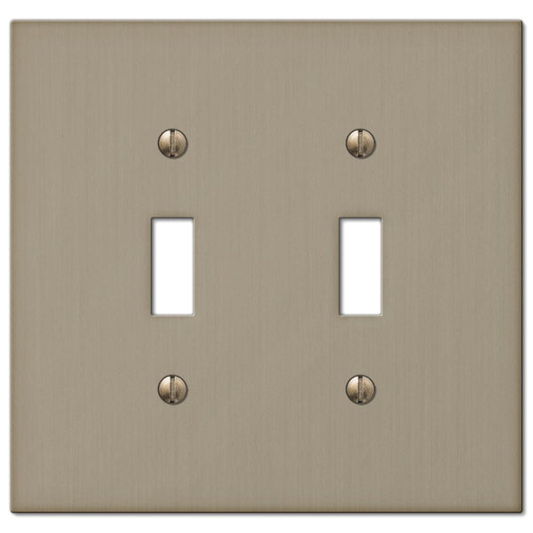 Elan Brushed Bronze Cast - 2 Toggle Wallplate - Wallplate Warehouse 55TTBZ 070686573501 2 Toggle