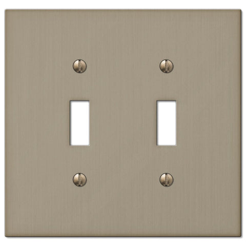 Elan Brushed Bronze Cast - 2 Toggle Wallplate - Wallplate Warehouse 55TTBZ 070686573501 2 Toggle