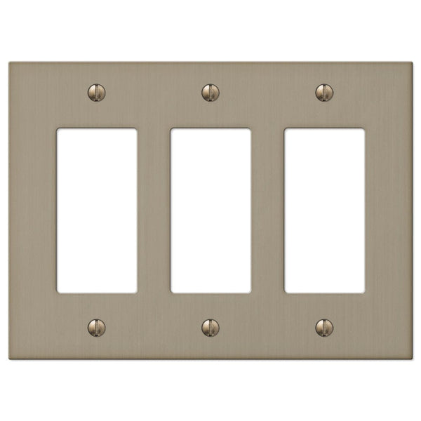 Elan Brushed Bronze Cast - 3 Rocker Wallplate - Wallplate Warehouse 55RRRBZ 070686573563 3 Rocker