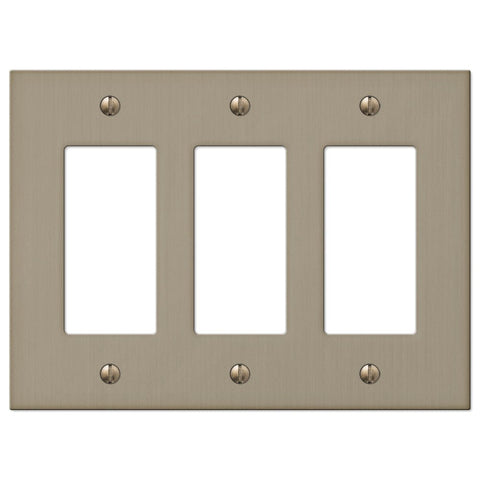 Elan Brushed Bronze Cast - 3 Rocker Wallplate - Wallplate Warehouse 55RRRBZ 070686573563 3 Rocker