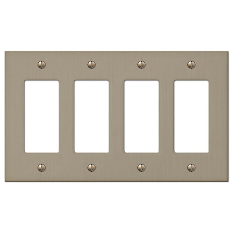 Elan Brushed Bronze Cast - 4 Rocker Wallplate - Wallplate Warehouse 55R4BZ 070686573570 4 Rocker