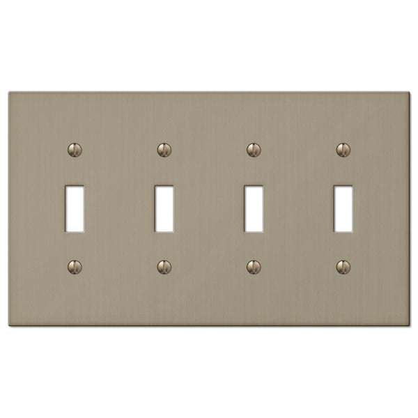 Elan Brushed Bronze Cast - 4 Toggle Wallplate - Wallplate Warehouse 55T4BZ 070686573587 4 Toggle