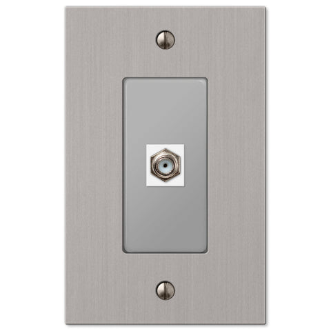Elan Brushed Nickel Cast - 1 Cable Jack Wallplate - Wallplate Warehouse 55CXBN 070686581155 Cable Jacks