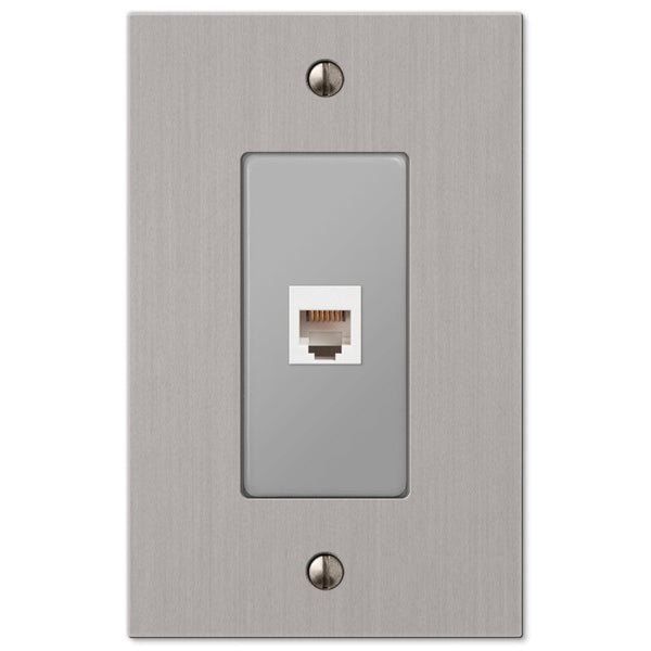 Elan Brushed Nickel Cast - 1 Phone Jack Wallplate - Wallplate Warehouse 55PHBN 070686581193 Phone Jacks