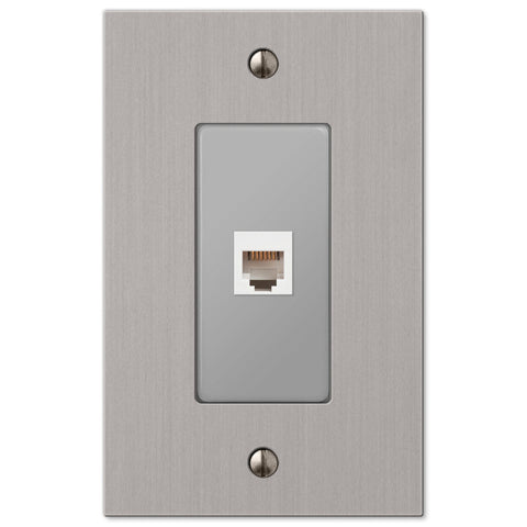 Elan Brushed Nickel Cast - 1 Phone Jack Wallplate - Wallplate Warehouse 55PHBN 070686581193 Phone Jacks