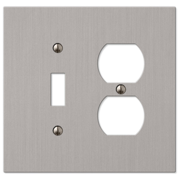 Elan Brushed Nickel Cast - 1 Toggle / 1 Duplex Wallplate - Wallplate Warehouse 55TDBN 070686573648 1 Toggle / 1 Duplex